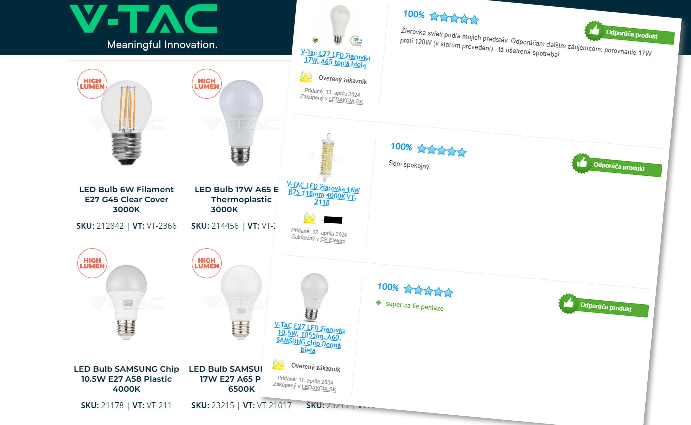 V-TAC LED, svietidlá, reflektory a iné: recenzie a skúsenosti zákazníkov